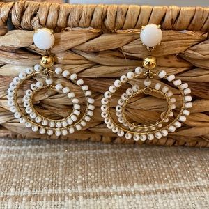 J. Crew White Beaded Earrings